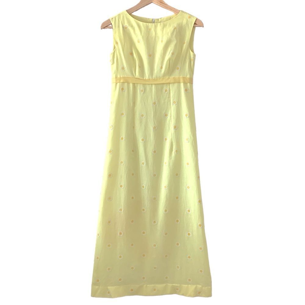 Vintage 1960’s Yellow Embroidered Daisy Maxi Dress